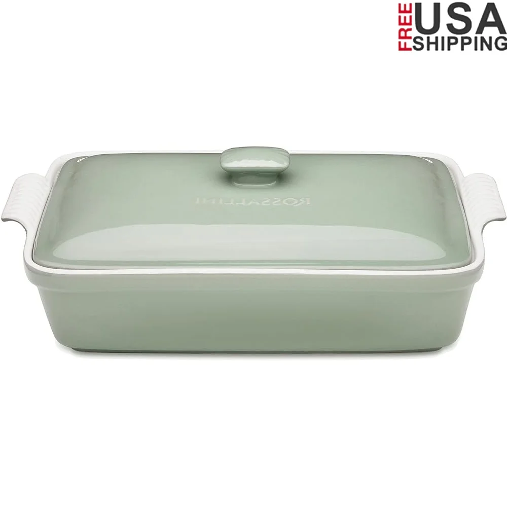 

Extra Large Stoneware Casserole Dish with Lid Oven Microwave Safe Bakeware Set Rectangular Roasting Dish Dishwasher Safe