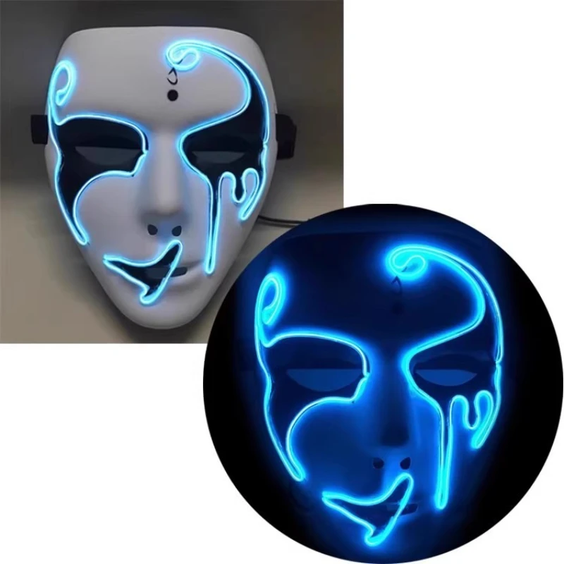 LED 발광 마스크 바 파티 호러 분위기 공연 짜증나는 발광 해골 마스크 할로윈 콜드 글로스 마스크