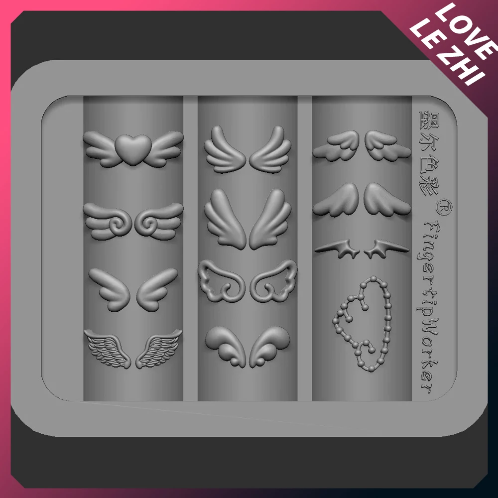 

1Pc Kawaii Exquisite Wings Series 3D Acrylic Manicure Template Mold Accessories Diy Design Silicone Nail Art Carving Mold
