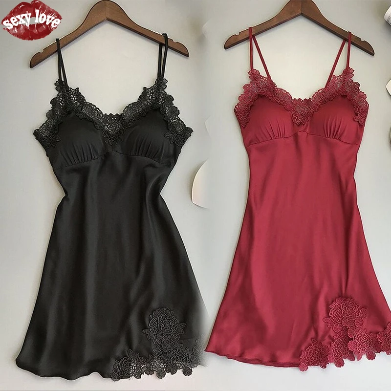 

Сексуальная женская ночная рубашка, черная сексуальная одежда для сна, облегающая одежда для сна на подтяжках, домашняя кружевная соблазнительная одежда для сна с вырезами