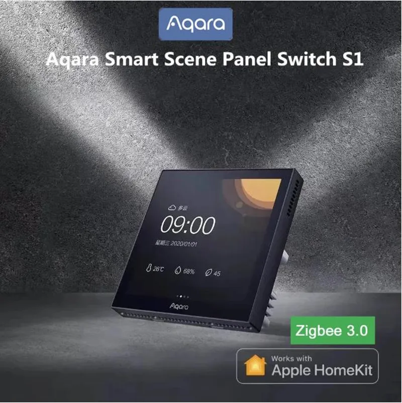 Aqara-Smart S1 لوحة المشهد التبديل ، HomeKit شاشة تعمل باللمس ، التحكم الصوتي والضوء ، AI التبديل ، والعمل مع MiHome Mijia التطبيق ، الأصلي