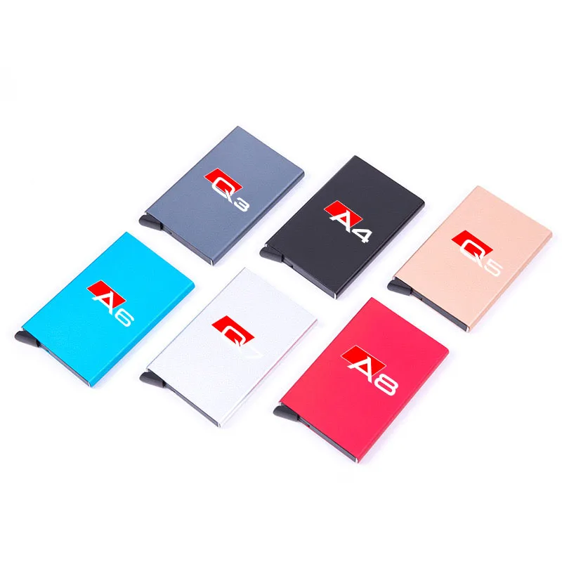 For A1 A3 A4 A5 A6 A7 A8 Q3 Q5 Q7 Q8 Automatic Metal Anti-theft Smart Wallet ID Card Credit Card Holder Pop Up Credit Card Case