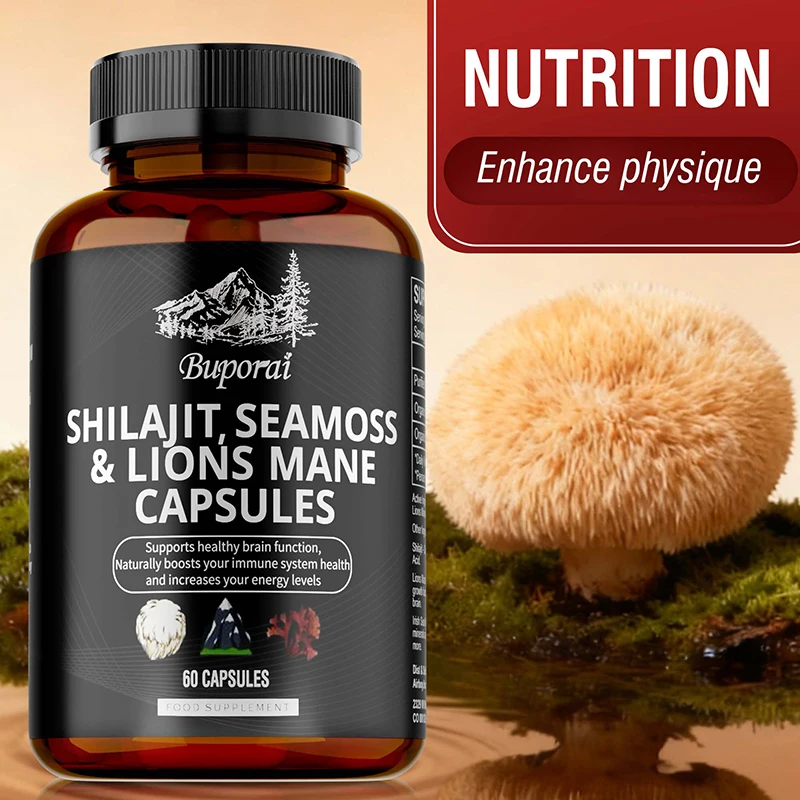 

Shilajit, Seamoss & Lion's Mane Capsules - Helps Boost The Immune System, Memory, and Concentration, and Promotes Brain Health