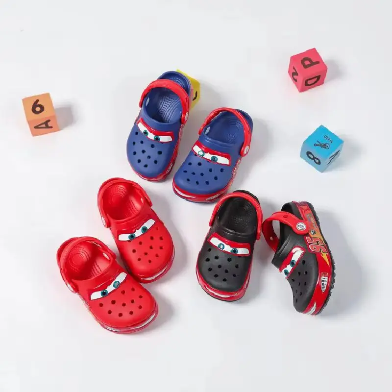 

Disney Led Lighted Mcqueen Car Shoes Lightning Mcqueen Shoes Animation Beach Sandals Waterproof Hole Bottom Boys Girl Gift