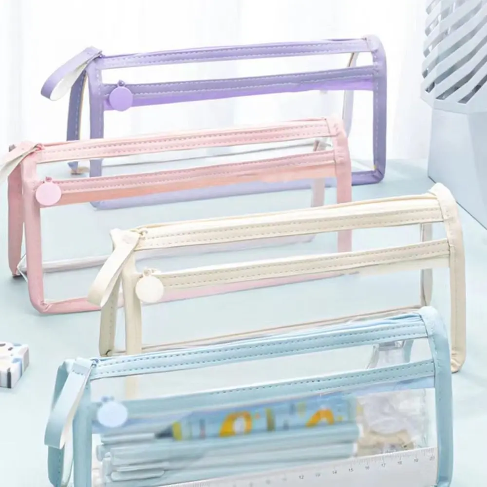 Picture 3: Simple Double-Layer Pen Bag Large Capacity Waterproof Stationery Bag Portable Transparent Pencil Case Students