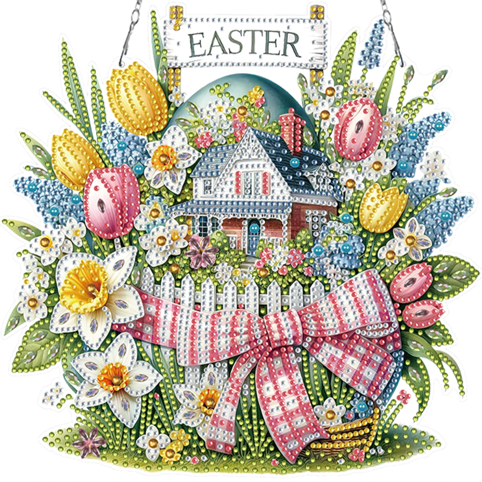 Holiday DIY 2D Flat Acrylic Special Shaped Hanging Diamond Art Kits Diamond Art Pendant for Window Home Garden Wall Door Decor