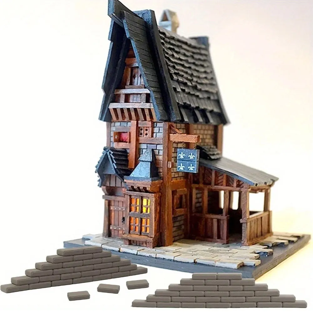 Mini Grey Brick Landscape Craft Toy House Realistic Miniature Blocks DIY Micro Model Aquarium Garden Accessories Birthday Christ