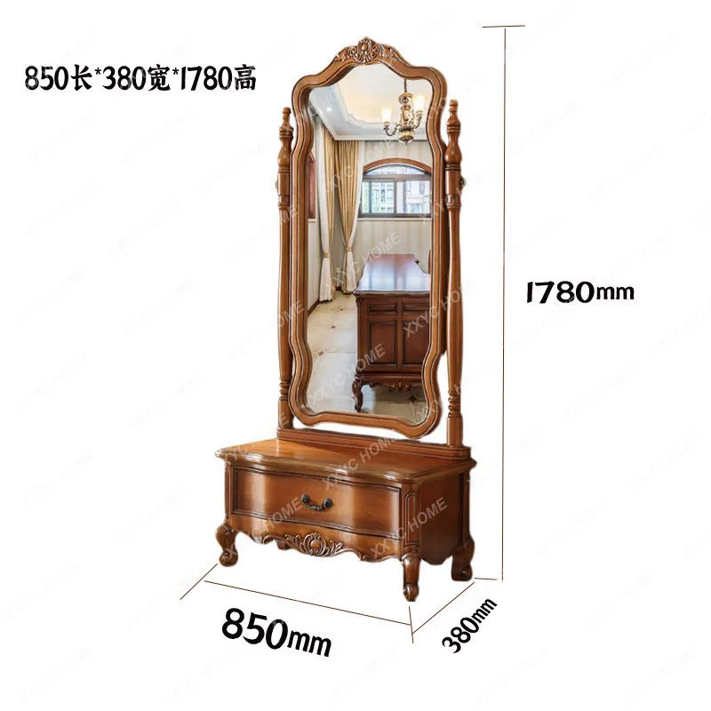 Solid wood dressing  floor fitting storage , bedroom retro style changing , makeup mirror