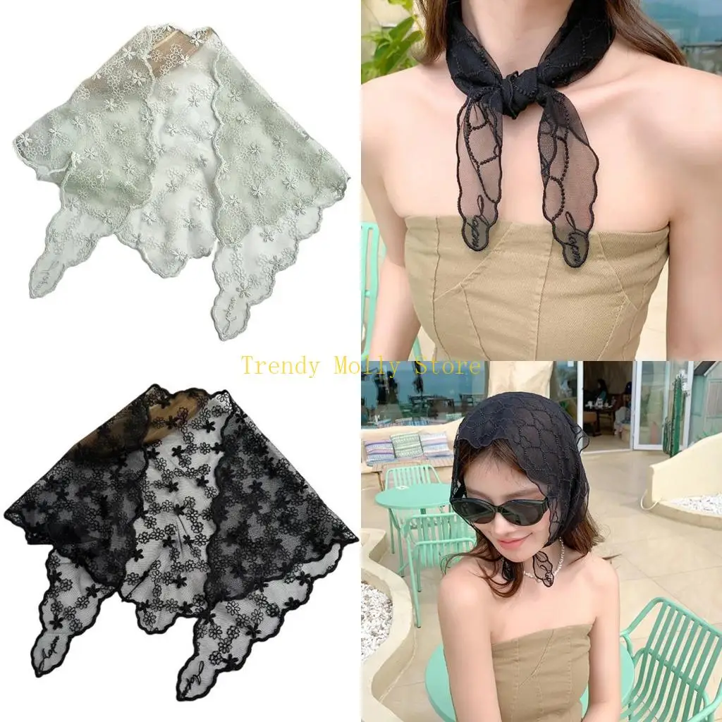 

N5KB Ажурная бандана ручной работы с цветочным узором Головной платок с цветочным рисунком Cottagecore Halloween Party