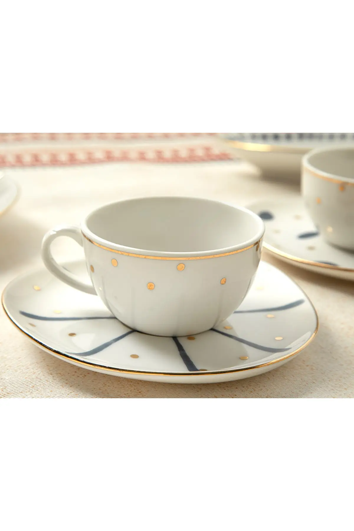 DOLBOVI Navy Line porcelain 2 coffee cup set 90 Ml blue-white