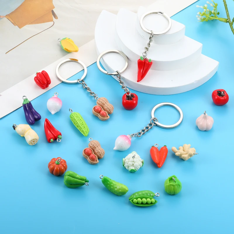 5pcs Cute 18 styles vegetable Charms chili peanut Resin eggplant Pumpkin Pendant Charms for Earring Diy kid Jewelry Making W384