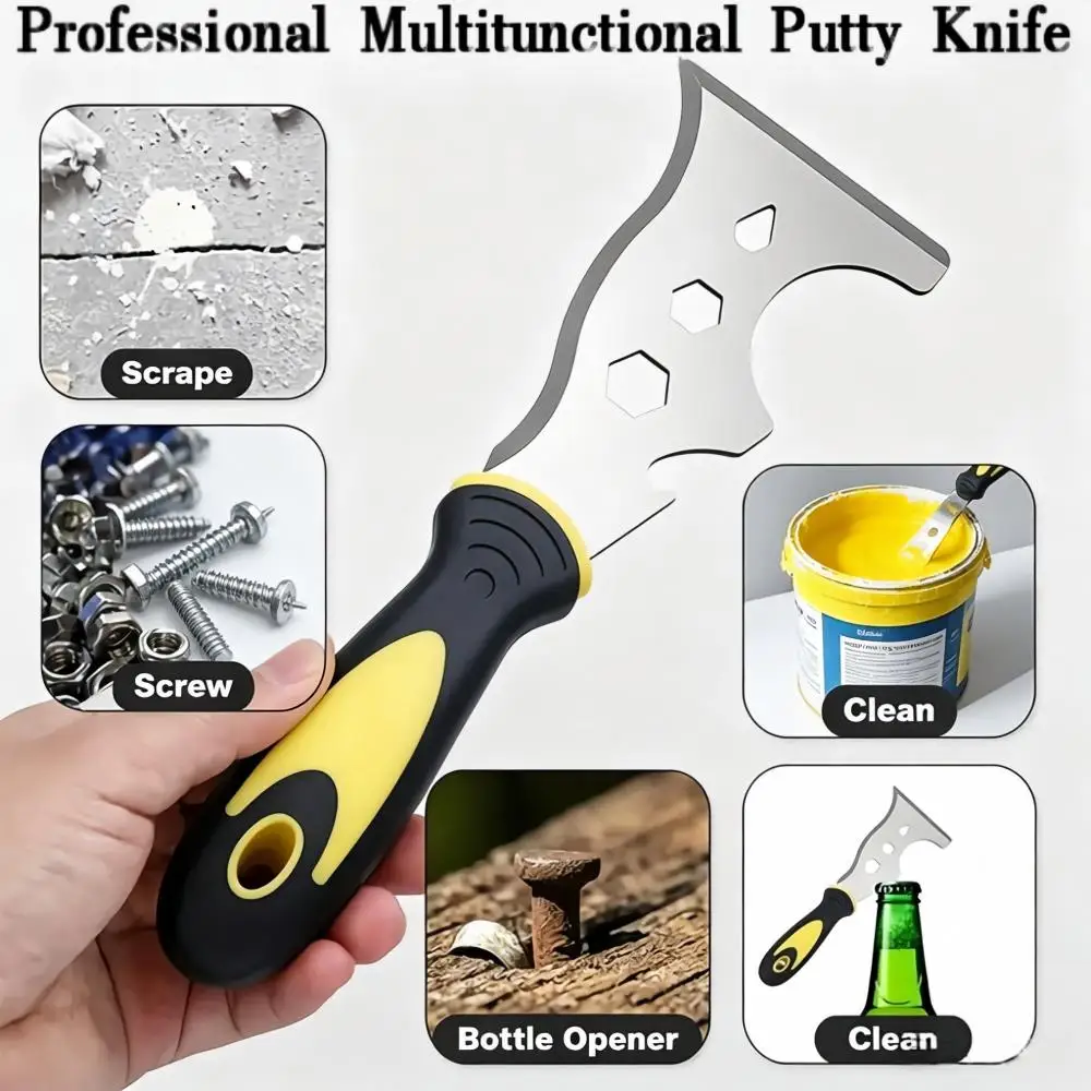 13in1 Multi Function Stainless Steel Putty Knife,Hand Tool for Wall Repair Tile Cleaning Yacht Ship Maintenance DIY Construction