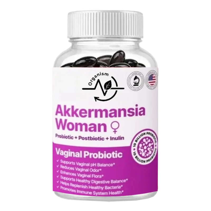 كبسولات Akkermansia البروبيوتيك المهبلي GLP-1 لصحة الأمعاء، مكمل دعم المناعة 10 مليار CFU 60 كبسولة