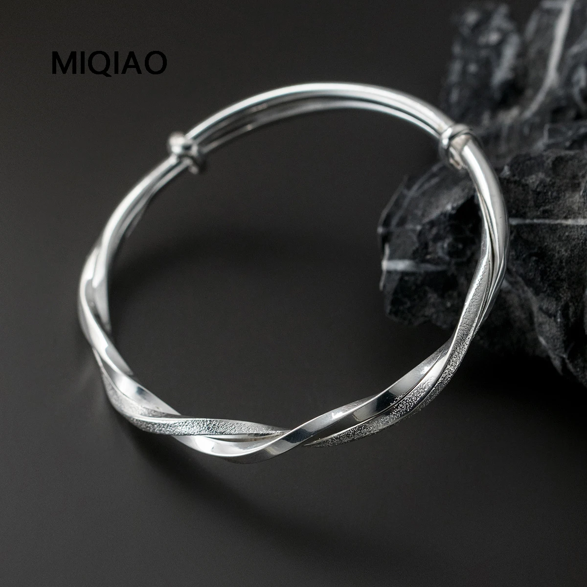 

MIQIAO New In 999 Sterling Silver Bangles Mobius Bracelets For Women Luxury Fashion 2022 Winter Gift Endless Love