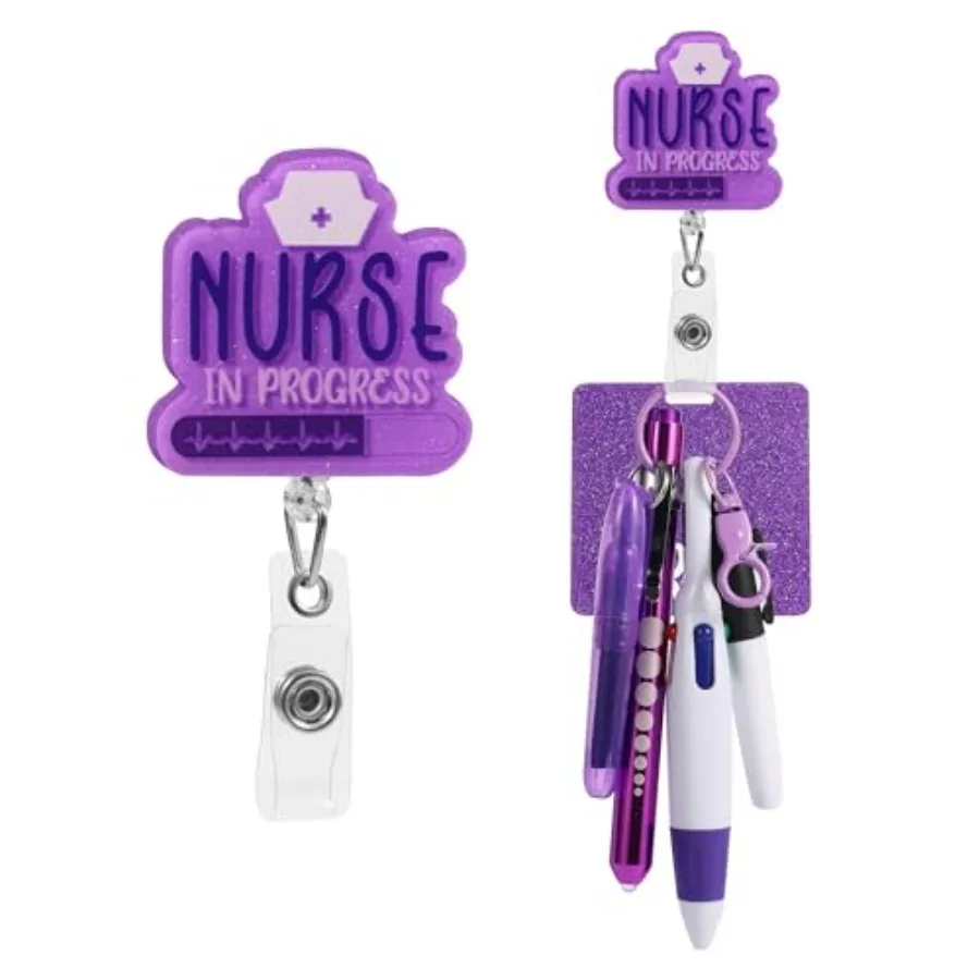 Nurse Badge Reel 6-Pack, Retractable ID Badge Holder Clip With 24 Inch Cord, Nu…