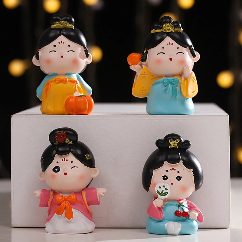 

Ancient Style Tang Dynasty Doll Ornament Cartoon Resin Tang Dynasty Ladies Car Decoration Decorative Micro Landscape Ornaments