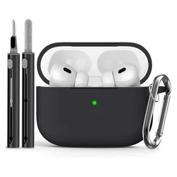 Airpods Pro-クリーナーキット付きソフトシリコンケース,Appleヘッドフォン用ソフトシリコンプロテクター,第2世代および第1世代