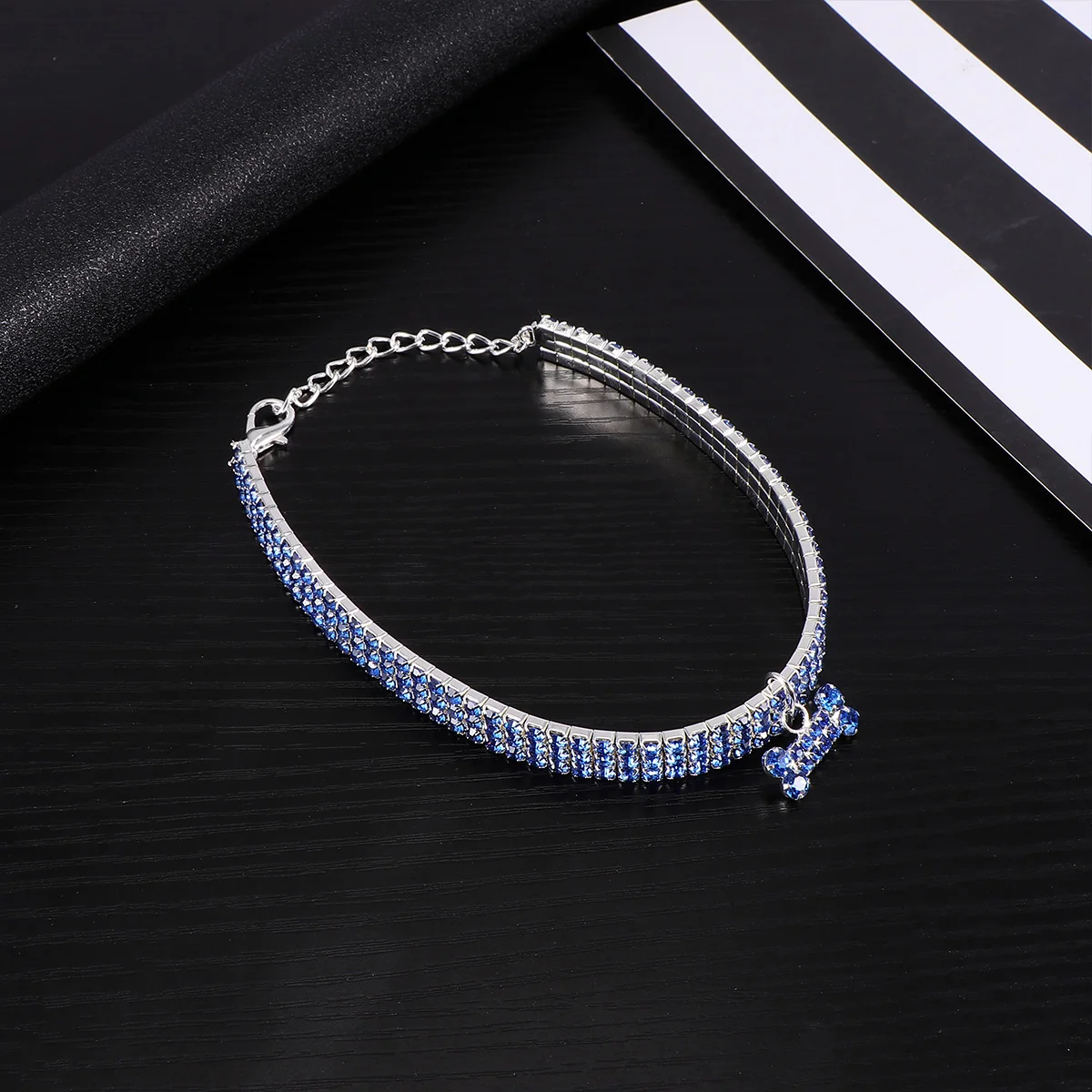 

Medium Rhinestone Necklace Dog Collar Adjustable Size Elastic Accessories Pet Cat Puppy