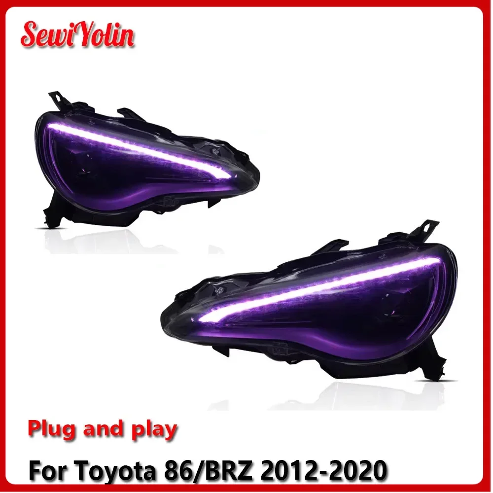 

Автомобильные светодиодные фары в сборе для Toyota 86/BRZ 2012-2020, автоматические противотуманные фары DRL, стоп-сигнал поворота, лампа Plug and Play