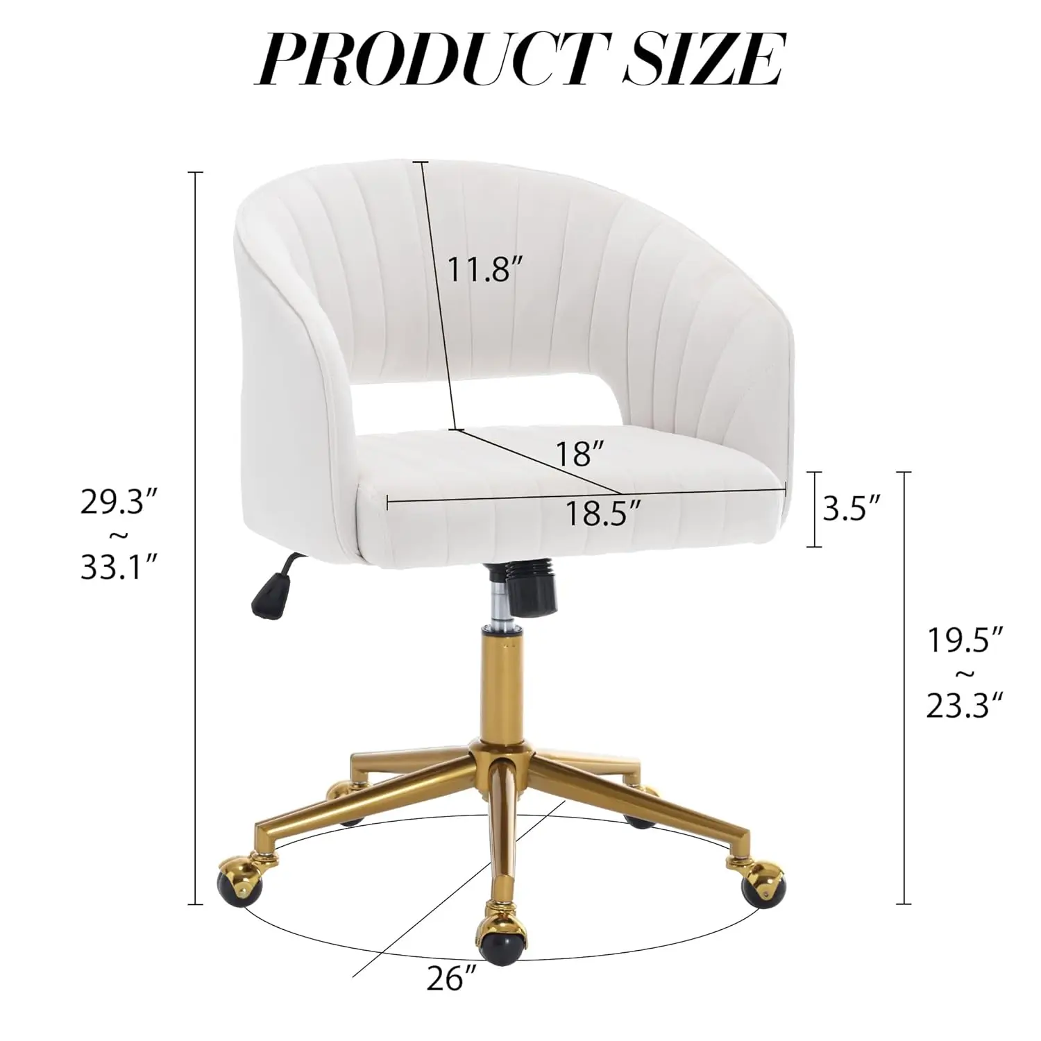 Velvet Vanity Chair Gold Base Tufted Armchair Ergonomic Study Seat Bedroom Living Room, Customized