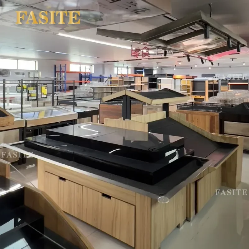For Supermarket Fruit and Vegetable Shelves Resin Display Stand Plastic Single Layer Rack Stackable Head Unit for Grocery