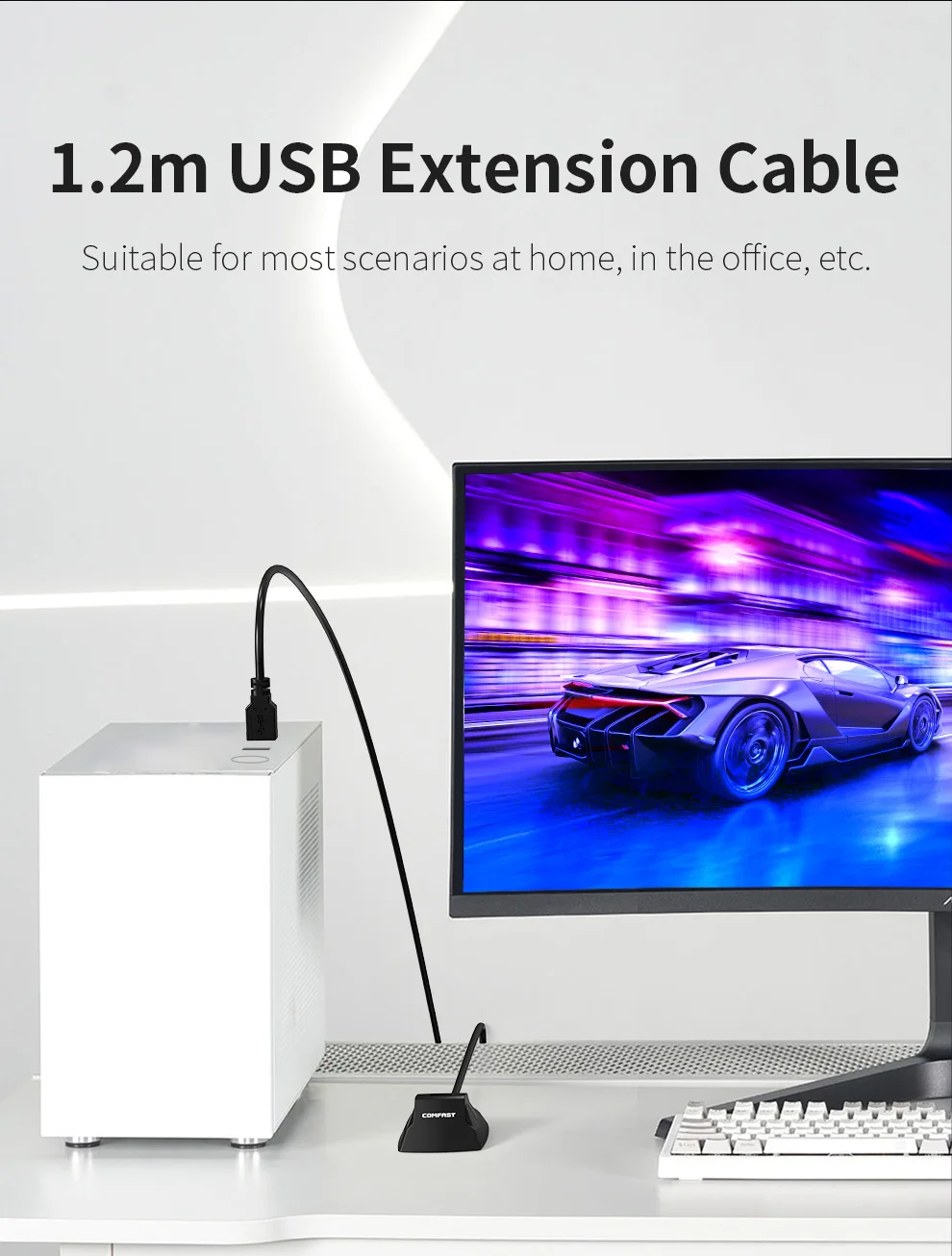 Comfast USB 3.0 Extension Cable Base High Speed 1.2M Desktop Extension cable for Usb wifi adapter /Booster Repeater Extender