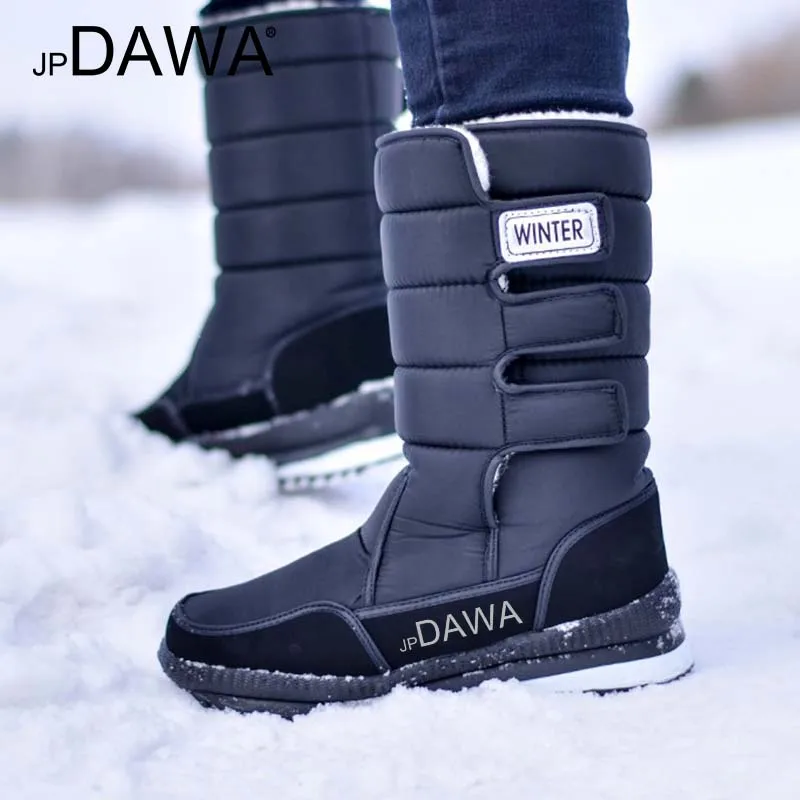 jp Dawa winter fishing shoes, cashmere high top snow boots with fleece insulation, men's waterproof and anti slip hiking shoes