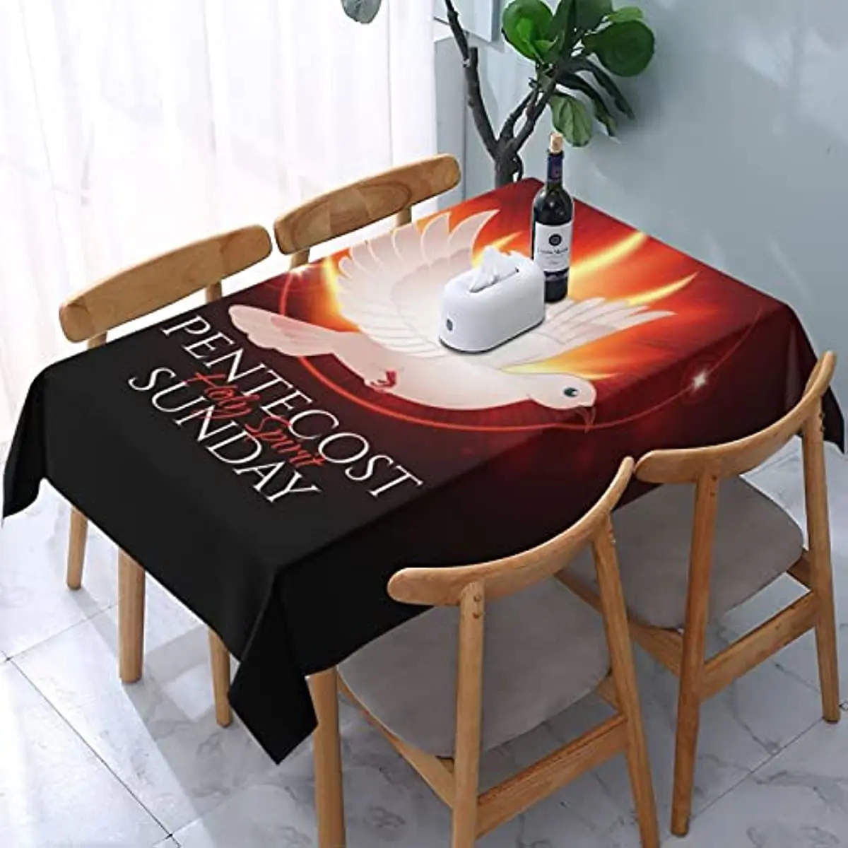 

Shavout Pentecost Tablecloth Spill Resistant Washable Rectangular Table Tablecloth Durable Tablecloth for Kitchen Dining Picnic