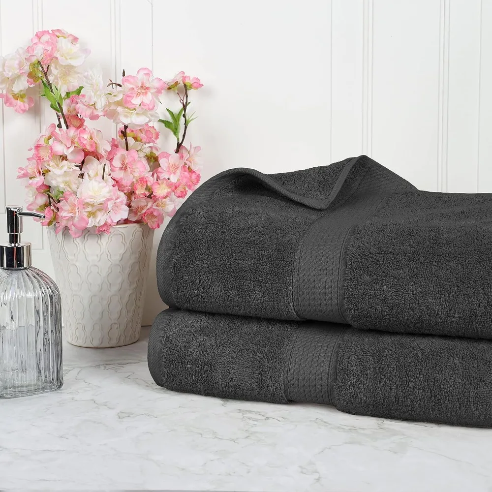 Egyptian Cotton Bath Sheet Set 2-Pack 34x68 Charcoal