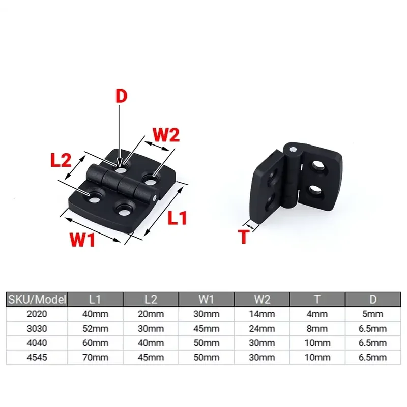 10Pcs Hard Plastic Butt Hinge Connector Nylon Door Connector Drawer for V-Slot Profiles Electric Cabinet Furniture Door