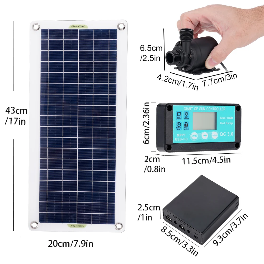 50W 800L/H Solar Water Pump Brushless Solar Panel Monocrystalline Silicon Low Noise Continuous Work Garden Decoration Kit Tool