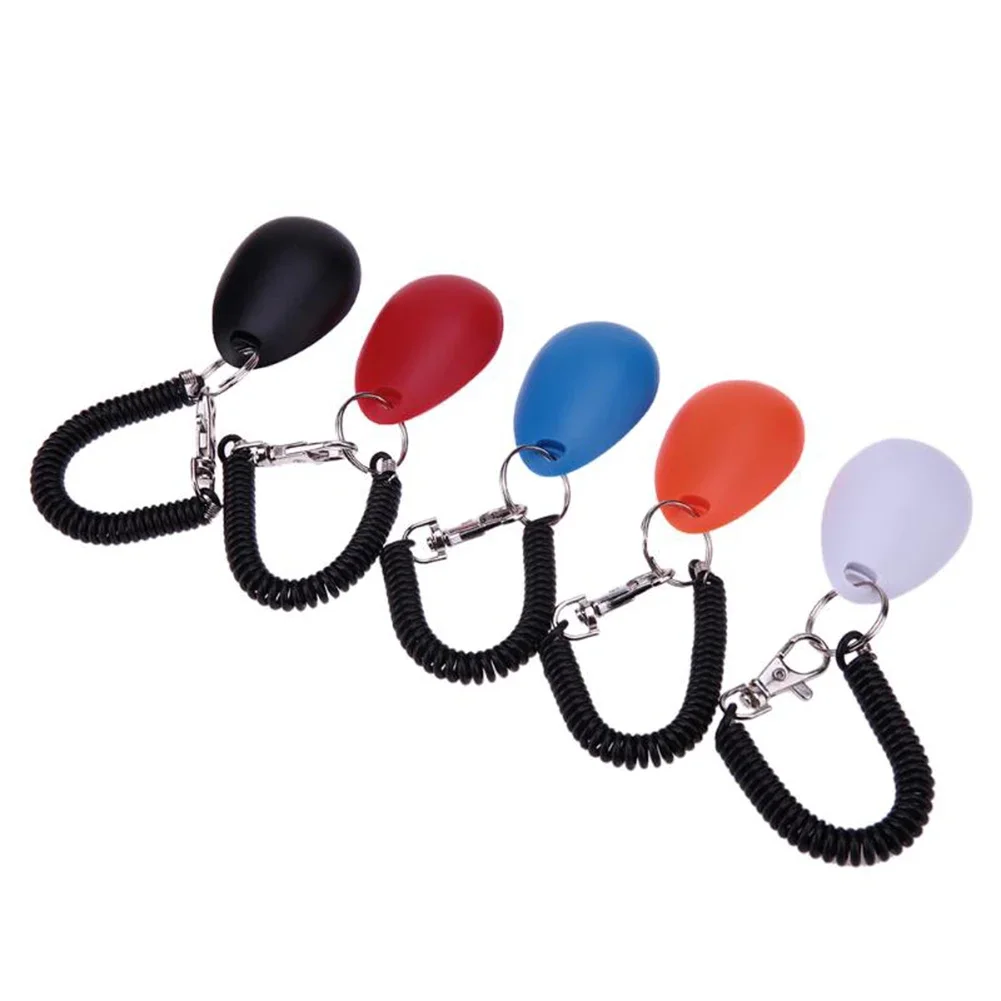 1pc Pet Cat Dog Training Clicker Plastic New Dogs Click Trainer Aid Too Adjustable Wrist Strap Sound Key Chain Dog Whistle Tools