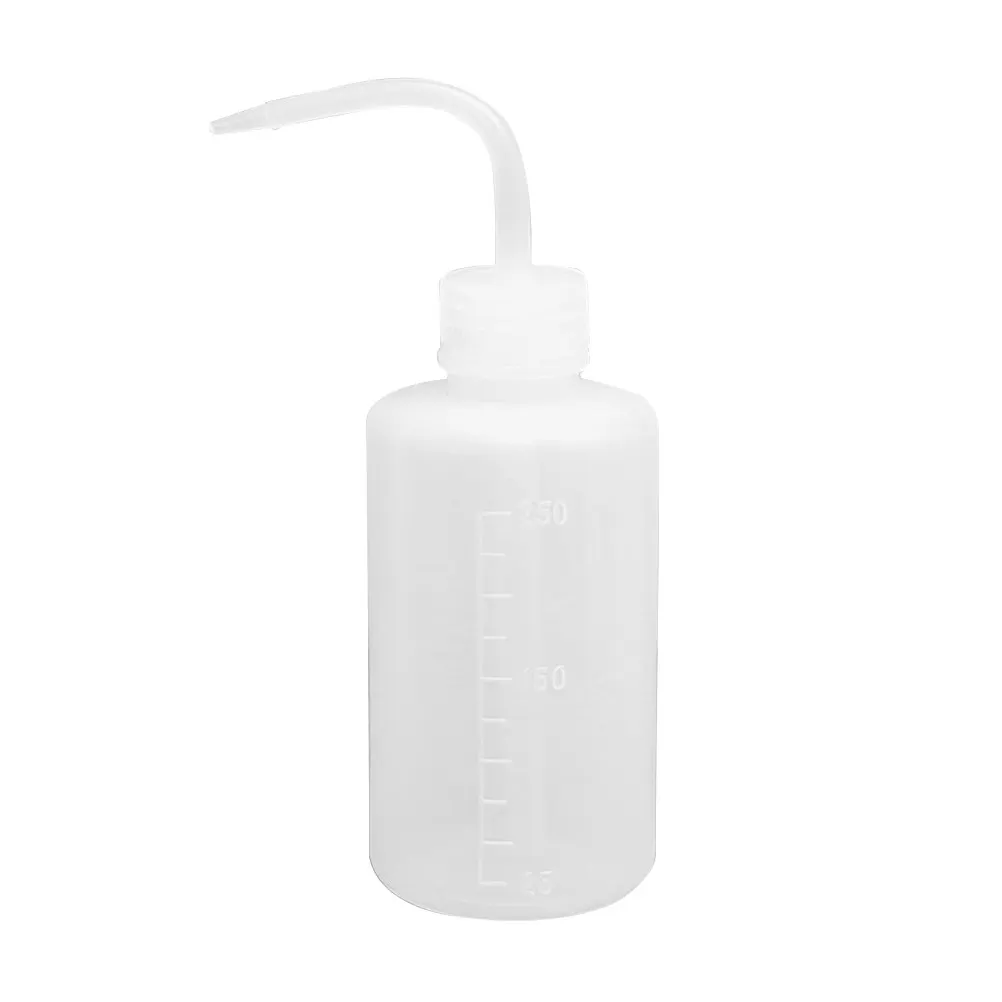 250ml Clear Plastic Bent Spout Bottle Squeeze Measuring Wash Bottle Soap Holder Gardening Watering Root Pour Device