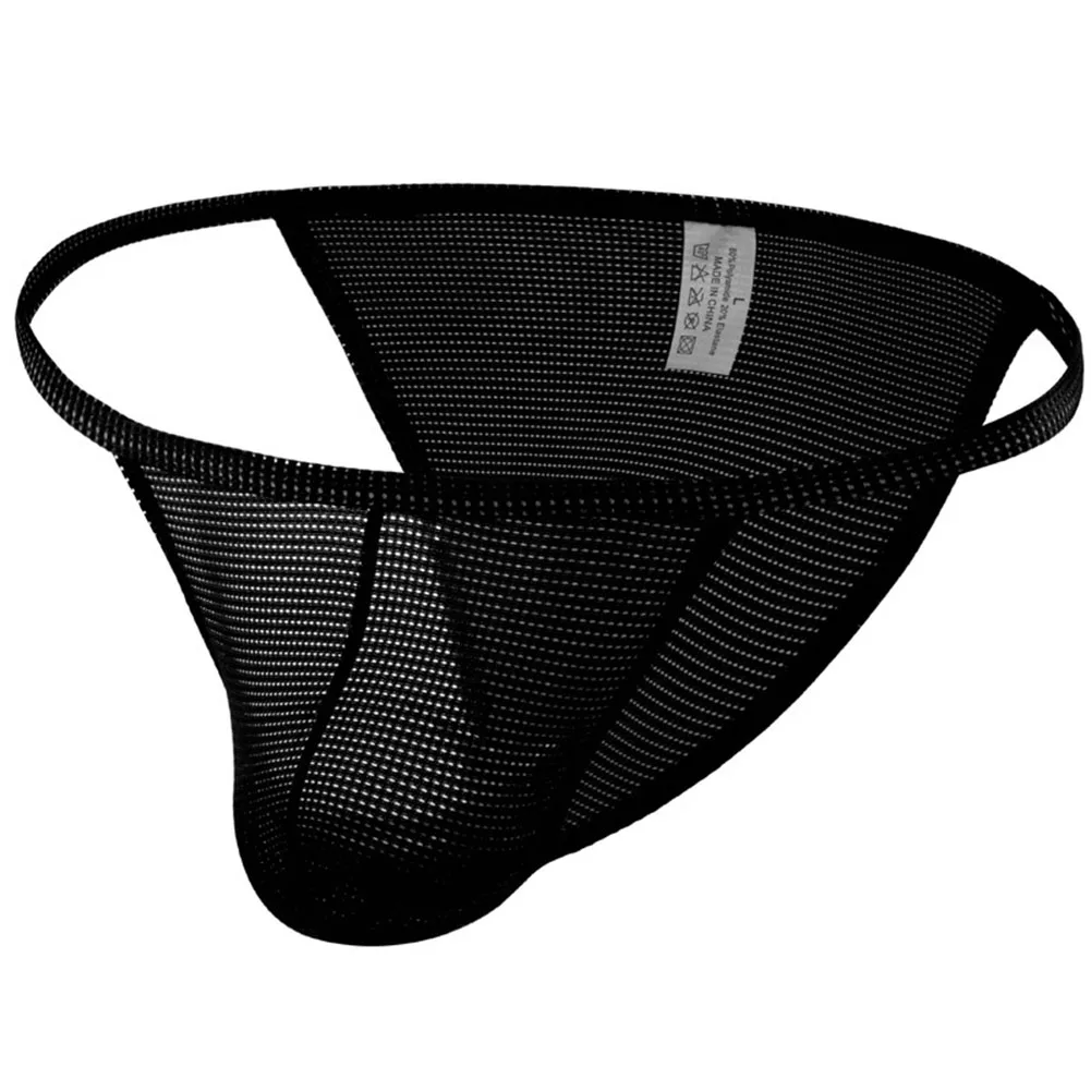 Men\'s Sexy Bulge Pouch Jockstrap Briefs Low-Waist Thong Panties Fine Mesh Refreshing G-Strings Underpants Comfortable Underwear