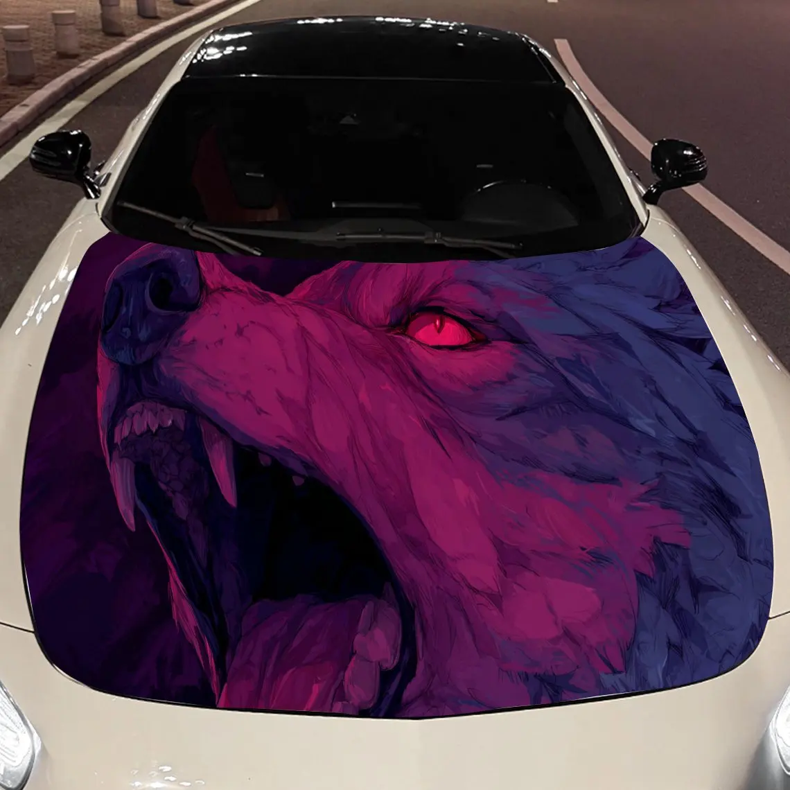 

Привлекательная неоновая наклейка на капот двигателя автомобиля Howling Wolf, автоматические виниловые обертки, водонепроницаемая самоклеящаяся наклейка на автомобиль, прочная и т. д.