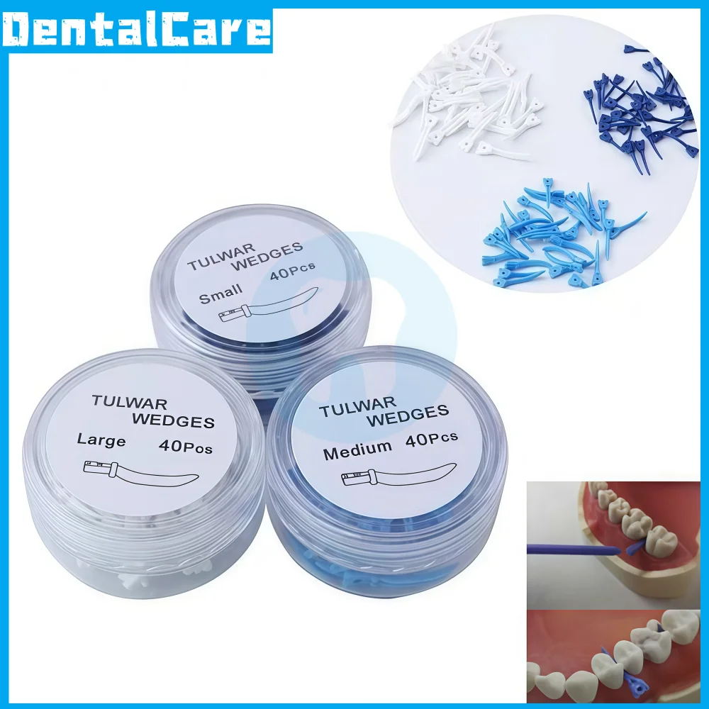 Dental Lab Tulwar Wedges Disposable Sectional Matrix System Plastic Refill Tooth Gap Wedge With Hole Dentistry Material 40Pcs