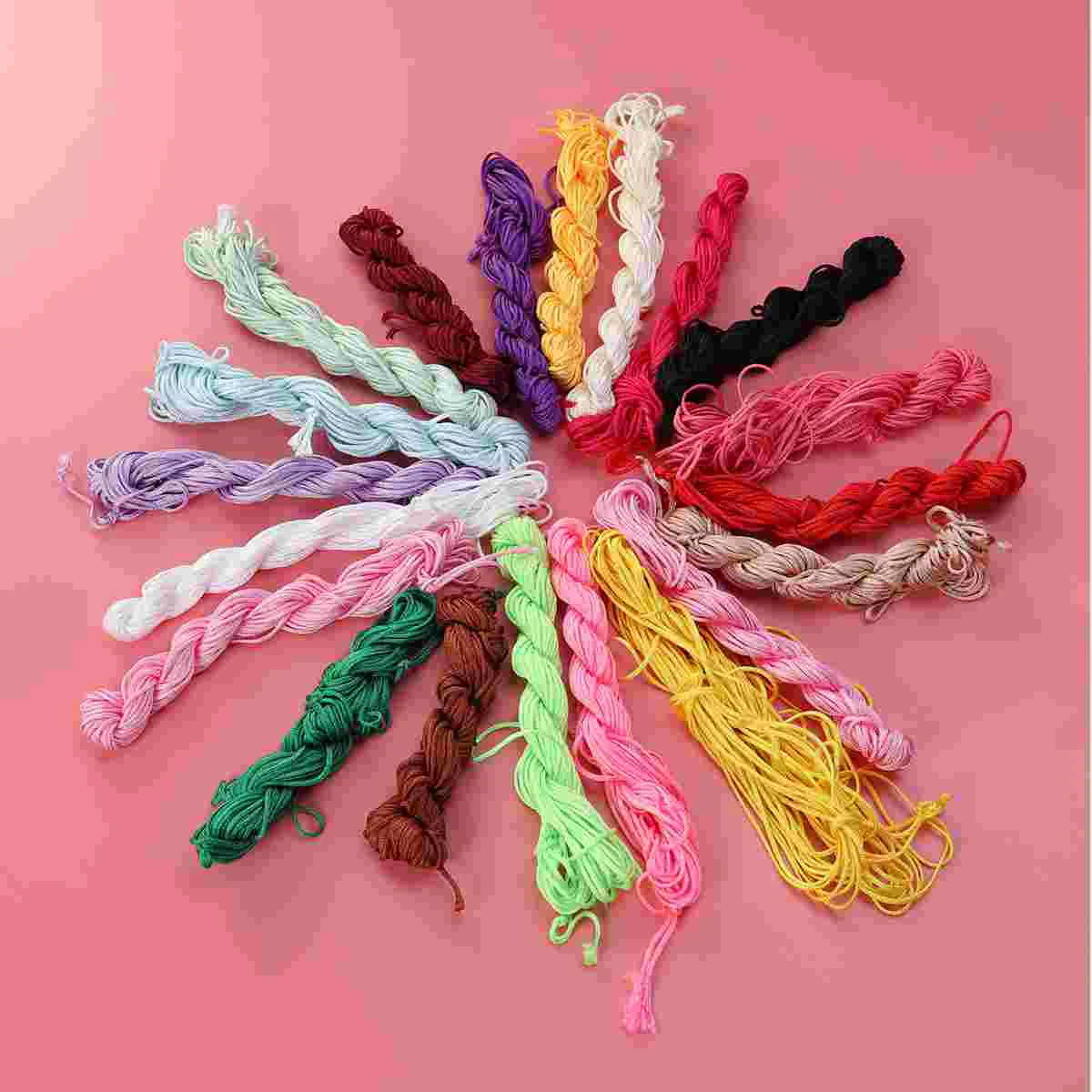 20PCS 2 MM Multicolor Chinese Knot Braided Ropes Macrame Beads Cord Rattail Jade Lines for DIY Bracelet Necklace Jewelry Ring Fi