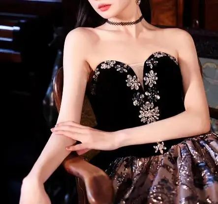 

Luxury Evening Dress Sweetheart Lace Up Applique Sequined Sleeveless Slim A Line Floor-Length Wedding High Quality Prom Gown New
