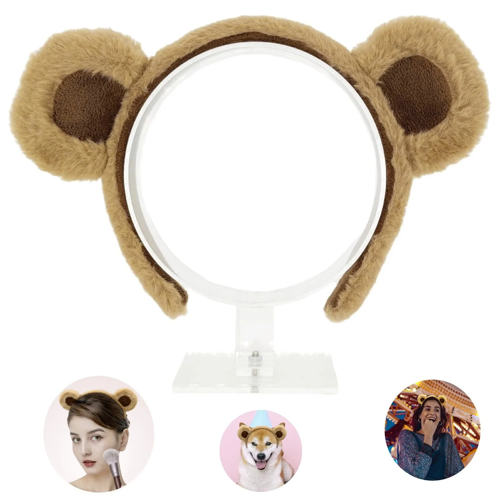 

Толстые заколки для волос для длинных волос, повязка на голову с бурым медвежьими ушками, костюм медведя для вечеринки, карнавальный костюм, повязка на голову с животными ободок для волос