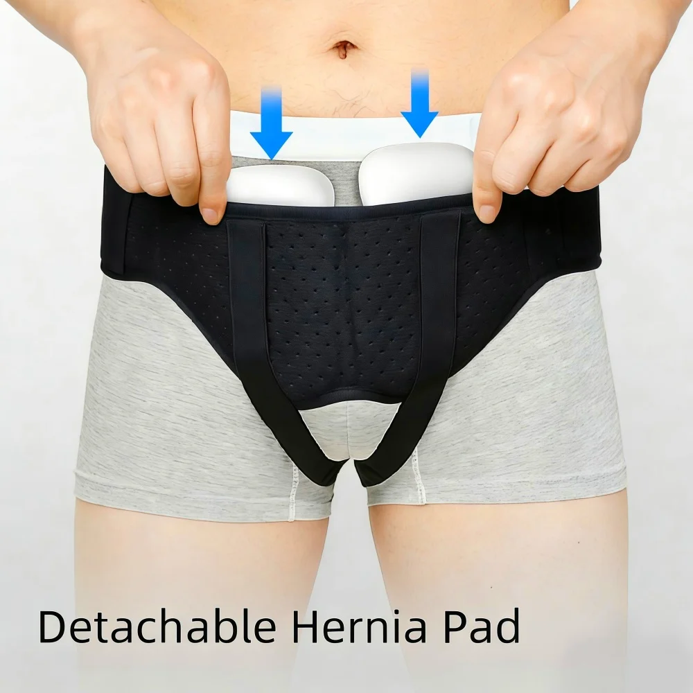 Adjustable Inguinal Hernia Support Belt for Men & Women with 2 Compression Pads，Hernia Support Truss for Single/Double Inguinal