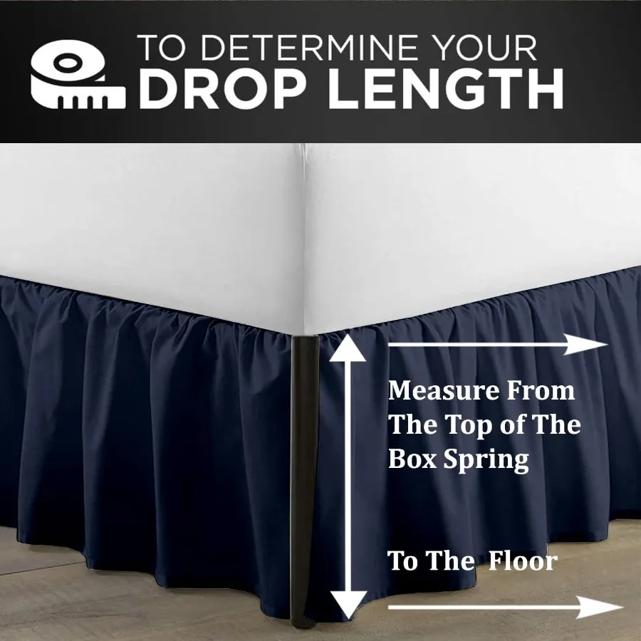 تنورة سرير مكشكشة مزدوجة الحجم مع زوايا مقسمة لديكور غرفة النوم الحديثة 12 بوصة تنورة سرير مكشكشة من الغبار مع منصة ثلاثة #3