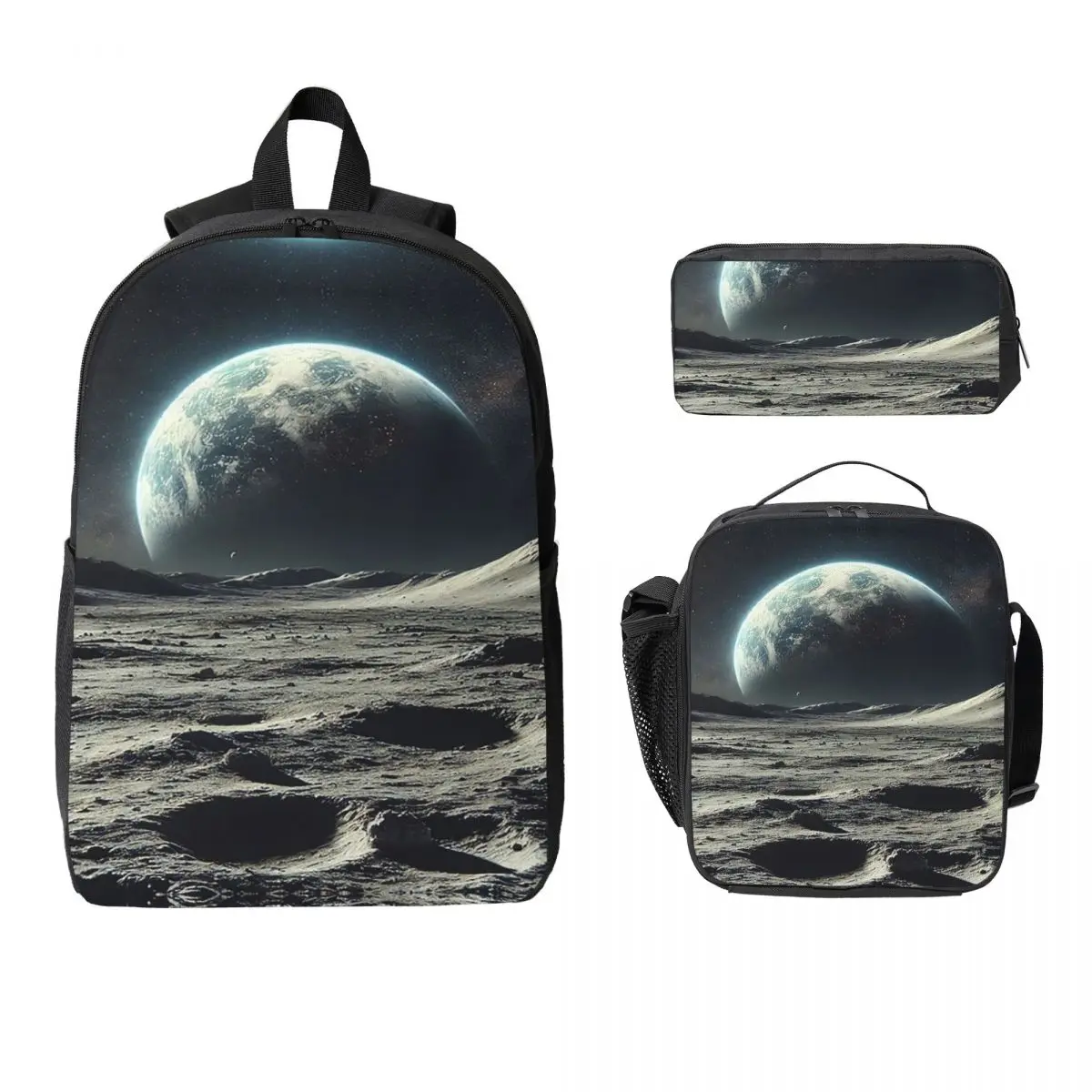 

Lunar Journey Backpack Student Boys Girls BookBag School Bag Computer Shoulder Bags 3ps Insulated Lunch Bag Pencil Case