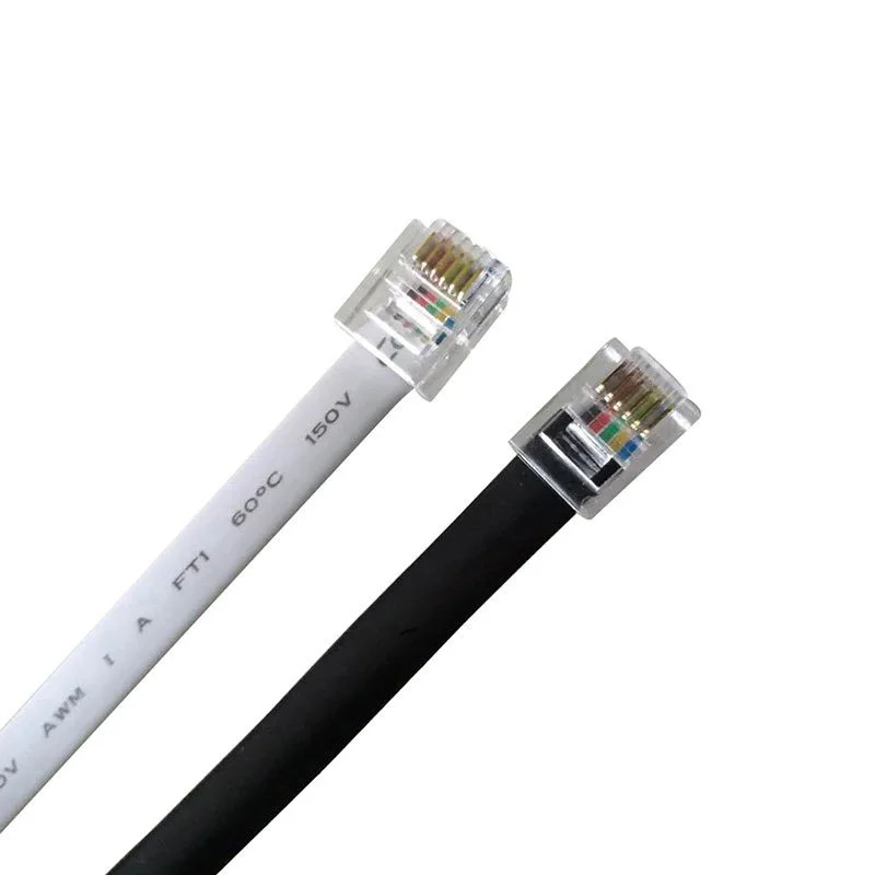 6-core crimped RJ11 crystal connector with 6P6C flat cable - Makeblock / Ability Storm RJ25 connection cable