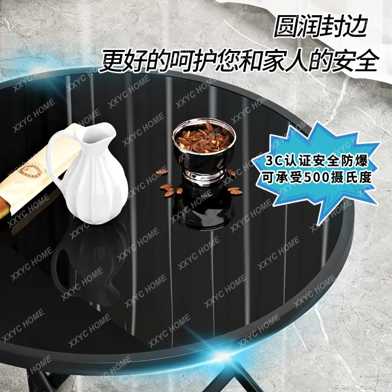 Dining table household small apartment square table roundtable small folding table outdoor diningtable tempered glass folding