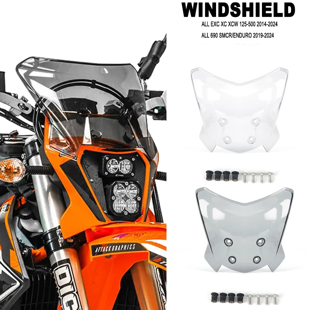 

For All 690 SMC R ENDURO / EXC XC XCW 125-500 Motorcycle Windshield Windscreen Wind Deflector