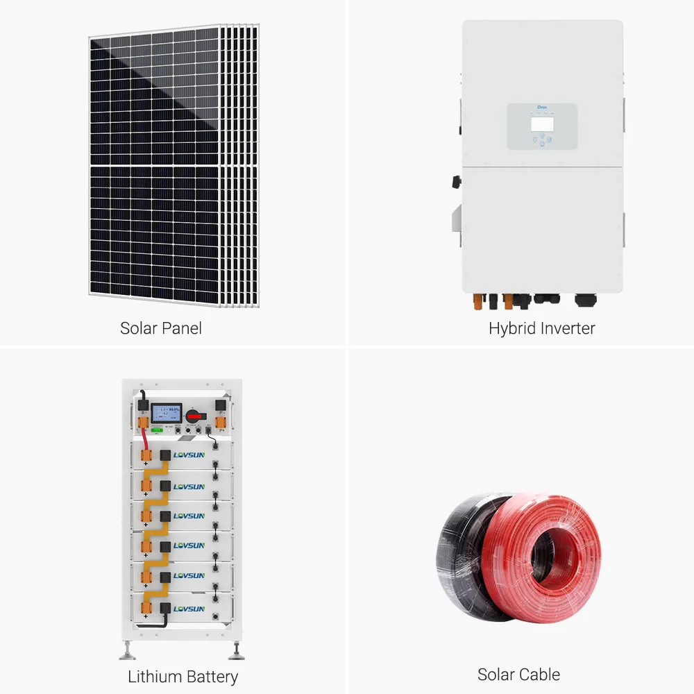 Lovsun 25KW 50Kw 80KW Solar Panel System Solar Kit 60kw Deye Power Bank 50kw Hybrid Storage Solar Home System