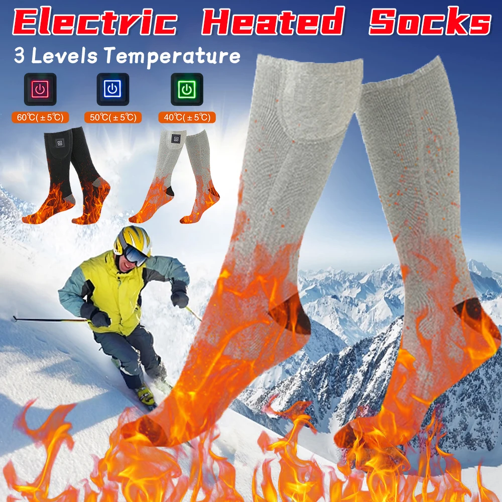 

Electric Heated Socks Unisex Winter Warm Heating Socks Anti-Cold Thermal Heated Foot Warmer Outdoor Camping Ski Sports Socks ﻿