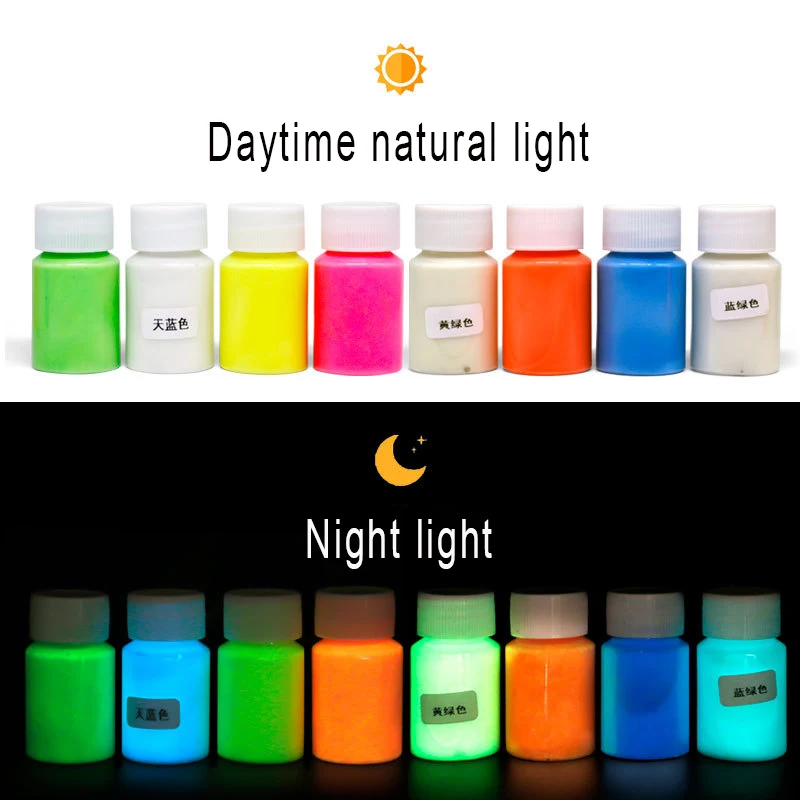 15/25g Luminous Fluorescent Pigment Neon Phosphor Glitter Bright Paint Diy Wall Party Decor Liquid Water Paint For Nail Art Glow