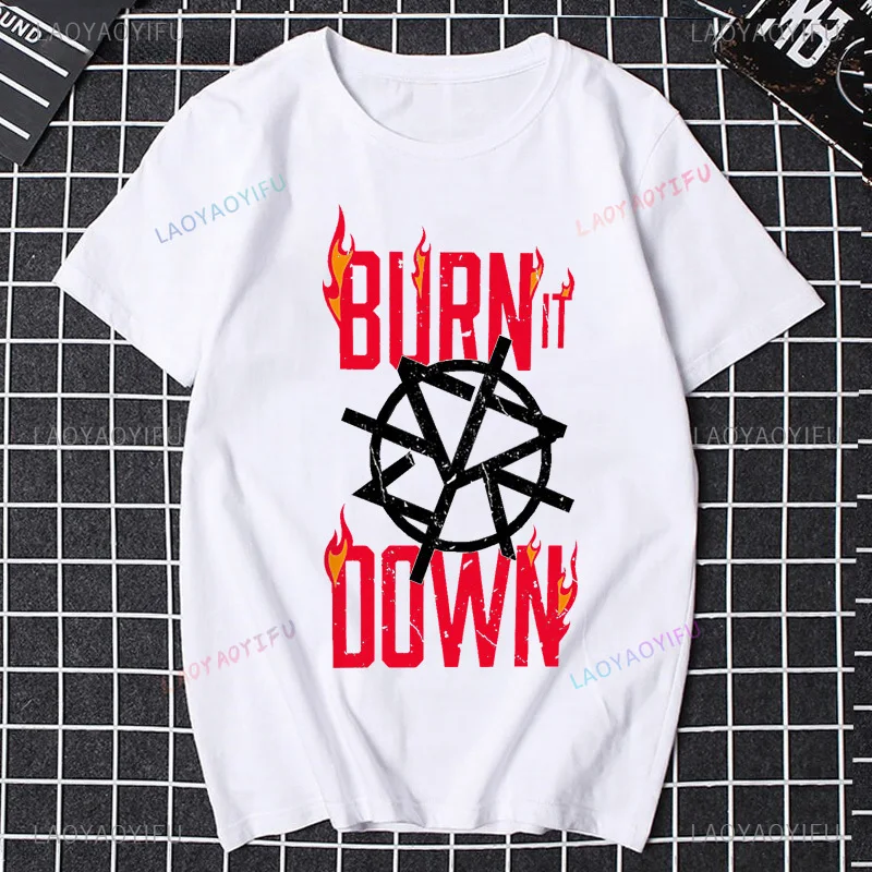 Seth Rollins burns it graphic hip hop style fashion Street wear casual trend summer men women all-purpose short-sleeved T-shirt