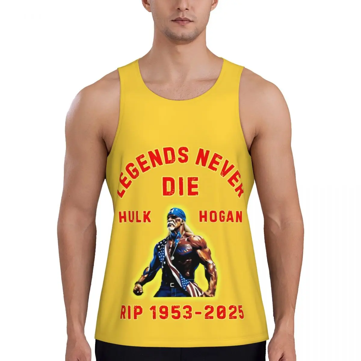 

Printed Rip Hulk Hogan Hulkamania Workout Tank Tops Sleeveless Tees Bodybuilding Fitness Gym Polyester Breathable Muscle Vest